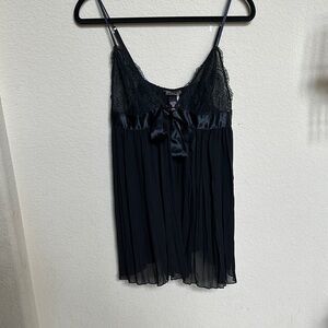 Victoria's Secret Black Chemise with Spaghetti Straps and Sheer Skirt